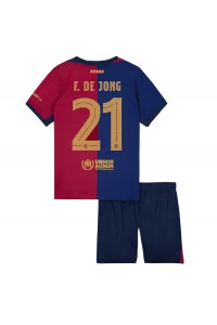 Barcelona Frenkie de Jong #21 Babyklær Hjemme Fotballdrakt til barn 2024-25 Korte ermer (+ Korte bukser)